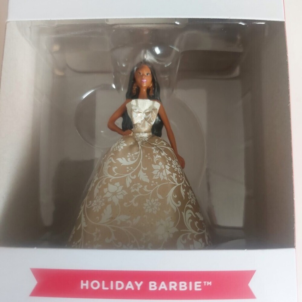 Hallmark Mattel Holiday Dark Skin Barbie 2025 Christmas Tree Ornament Decoration - Picture 2 of 3
